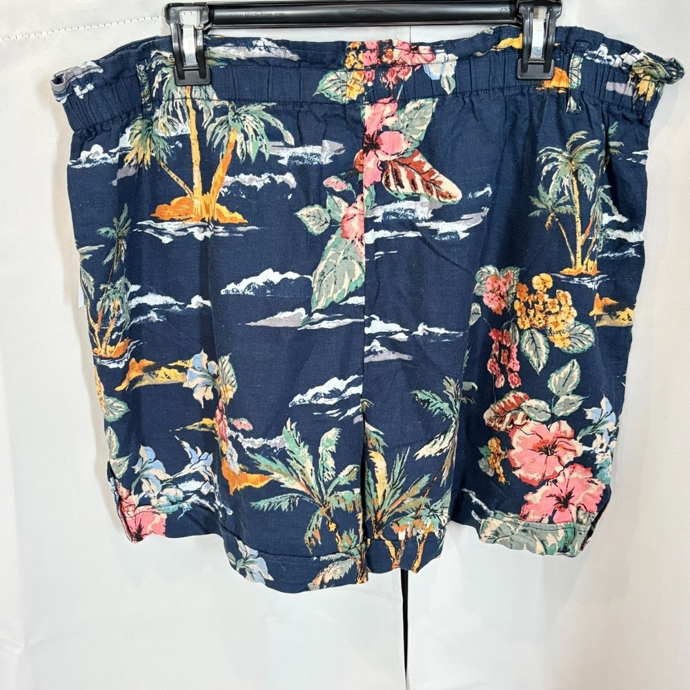 Time Tru Women Shorts XL 100% Linen Tropical Pockets Beachy Boho Hawaiian 18974 - Picture 2 of 10